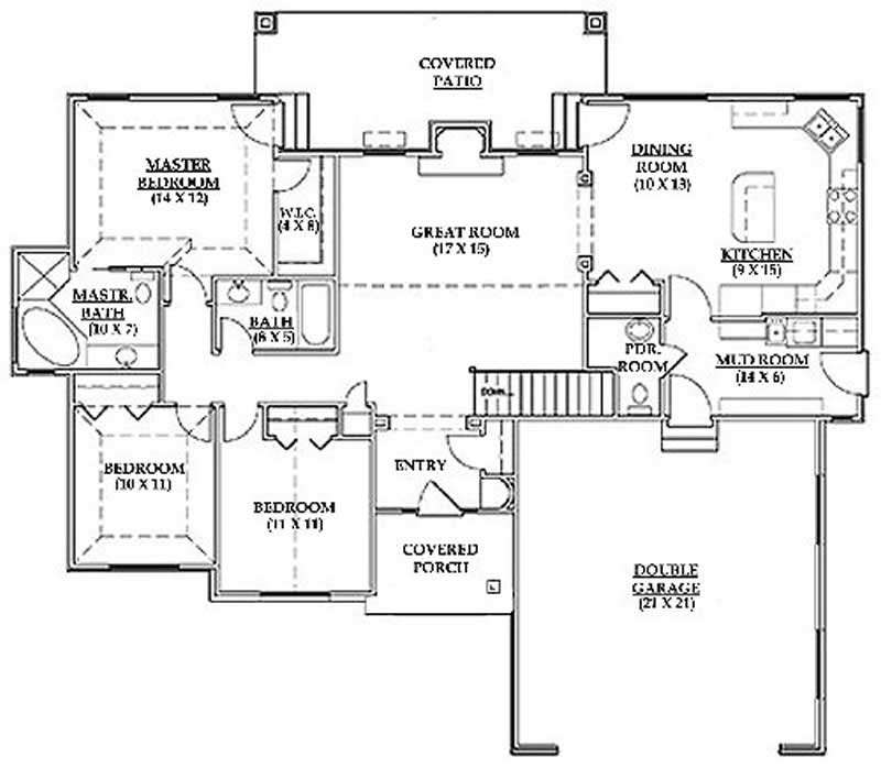 Floor Plan First Story of European Plan #135-1260