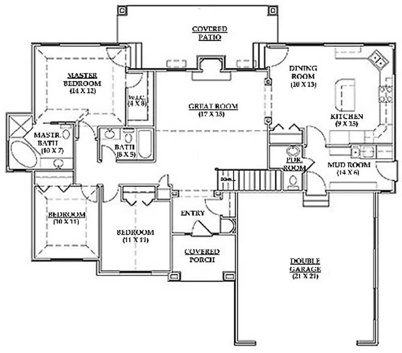 Floor Plan First Story of European Plan #135-1261