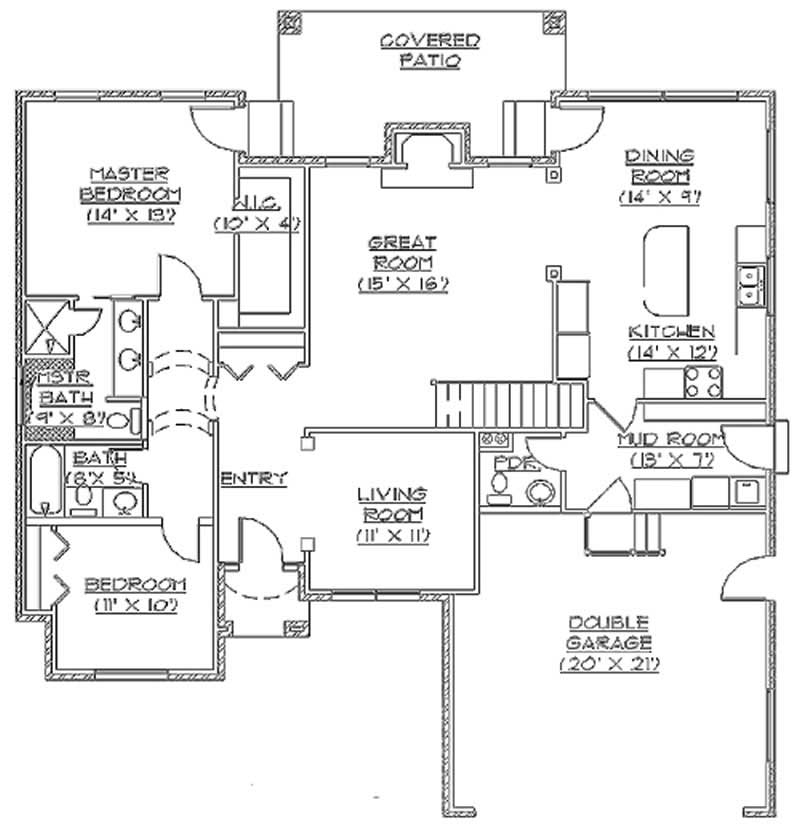 Floor Plan First Story of European Plan #135-1263