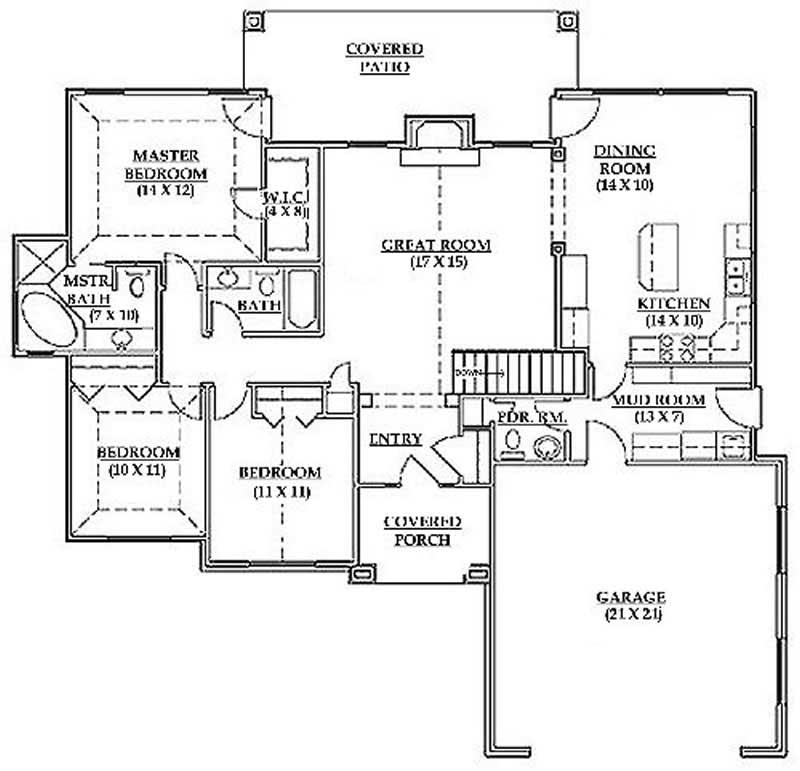 Floor Plan First Story of European Plan #135-1264