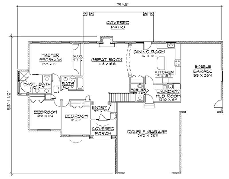 Floor Plan First Story of European Plan #135-1266