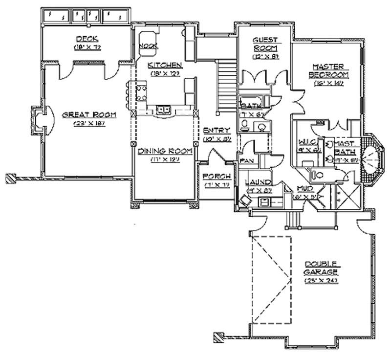 Floor Plan First Story of European Plan #135-1273
