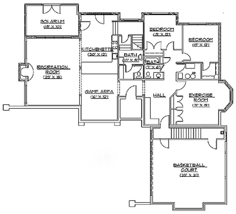 Floor Plan Basement of European Plan #135-1273
