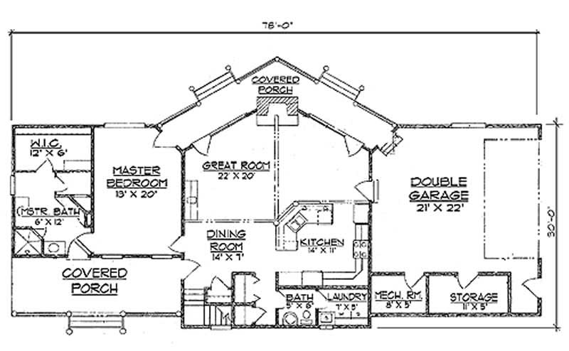 Floor Plan First Story of Log Cabin Plan #135-1275