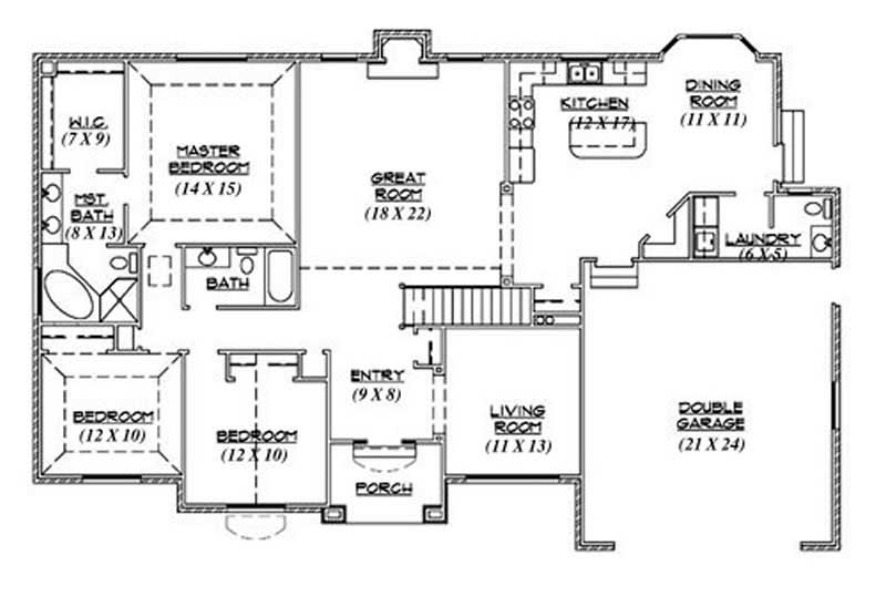 Floor Plan First Story of European Plan #135-1278