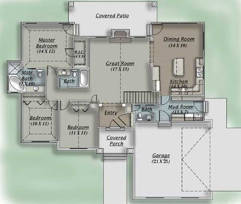 Floor Plan First Story of Ranch Plan #135-1279