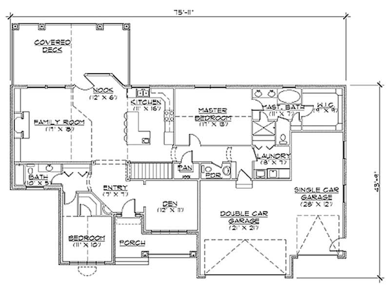 Floor Plan First Story of European Plan #135-1282