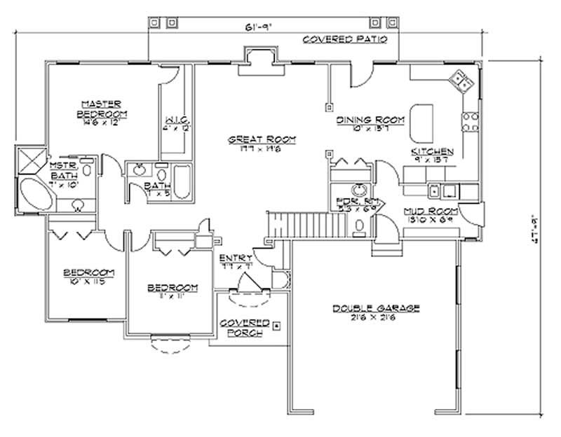 Floor Plan First Story of European Plan #135-1284
