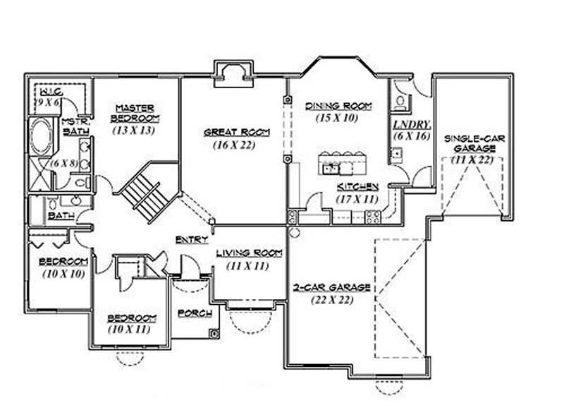 Floor Plan First Story of European Plan #135-1287