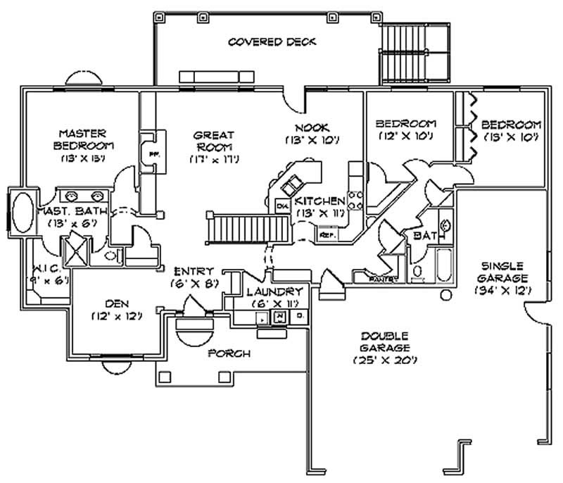 Floor Plan First Story of European Plan #135-1288