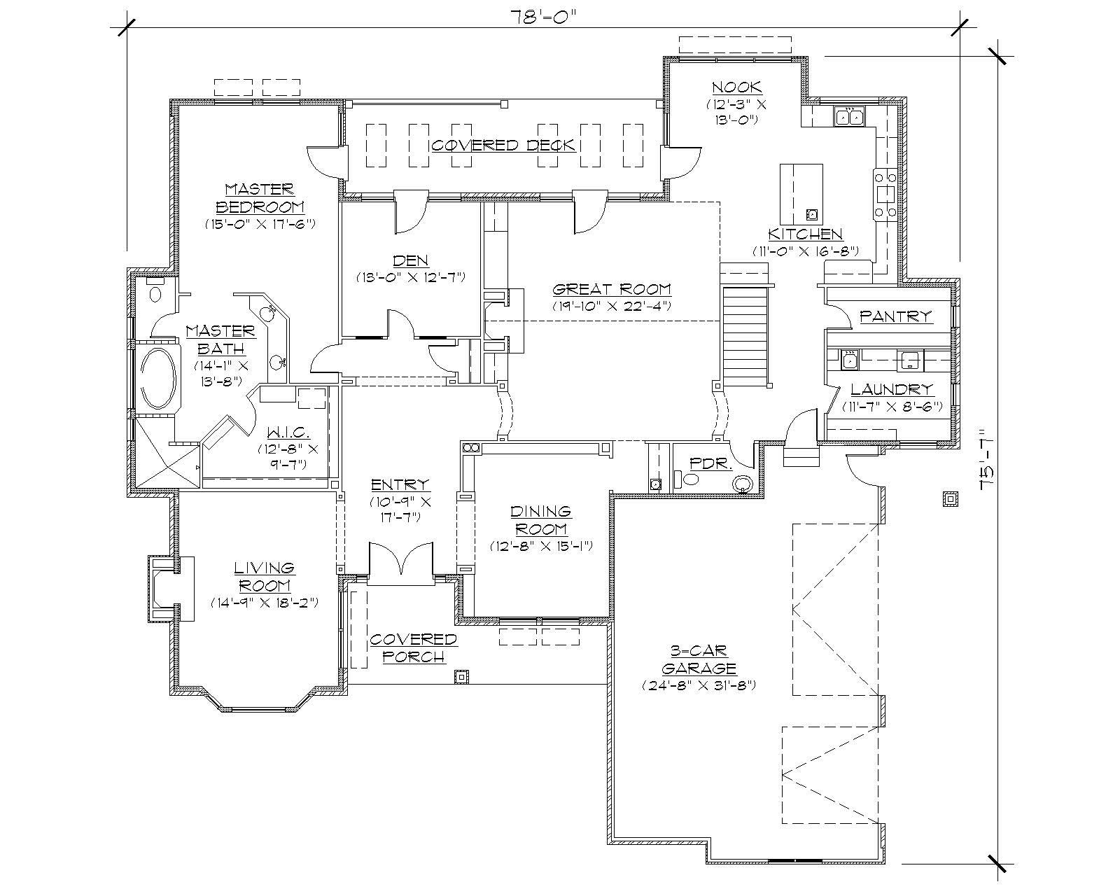 Floor Plan First Story of European Plan #135-1292