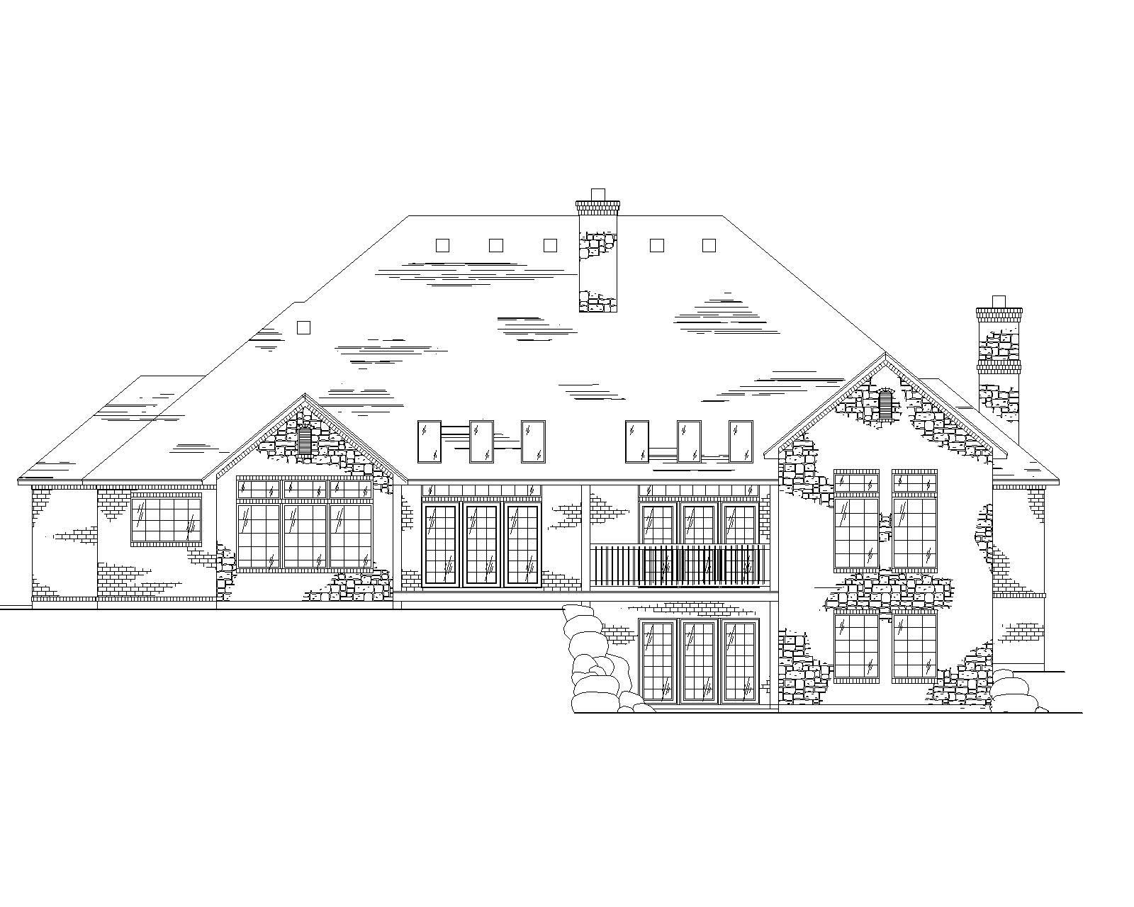 Home Plan Rear Elevation of this 4-Bedroom,3068 Sq Ft Plan -135-1292