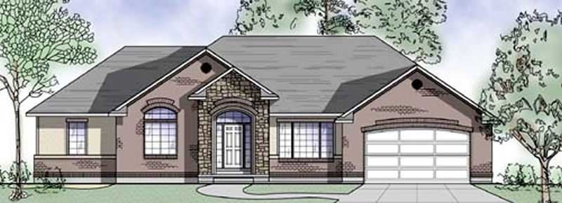 Front elevation of European home (ThePlanCollection: House Plan #135-1293)