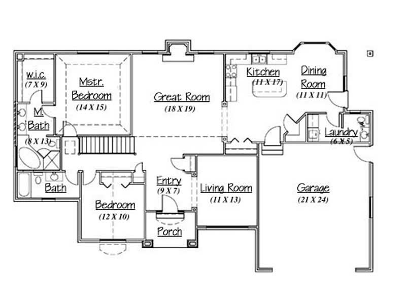Floor Plan First Story of European Plan #135-1293