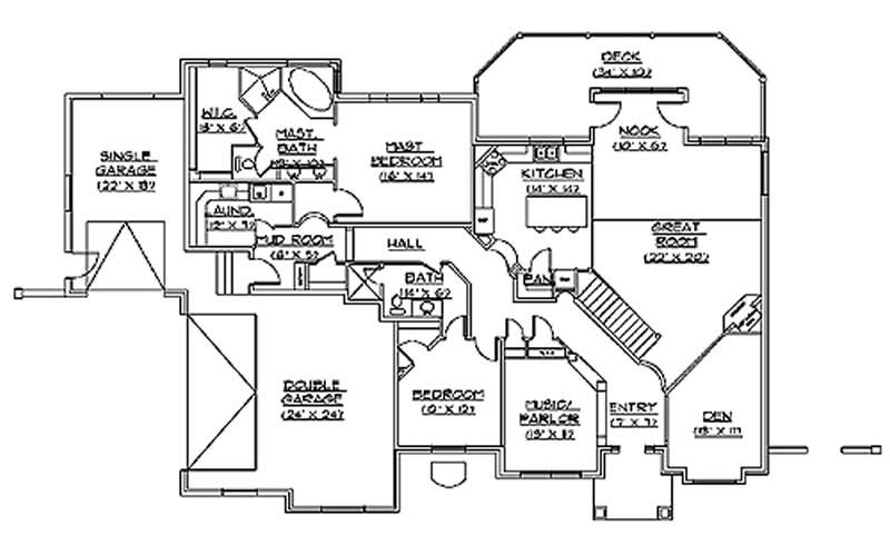 Floor Plan First Story of European Plan #135-1295