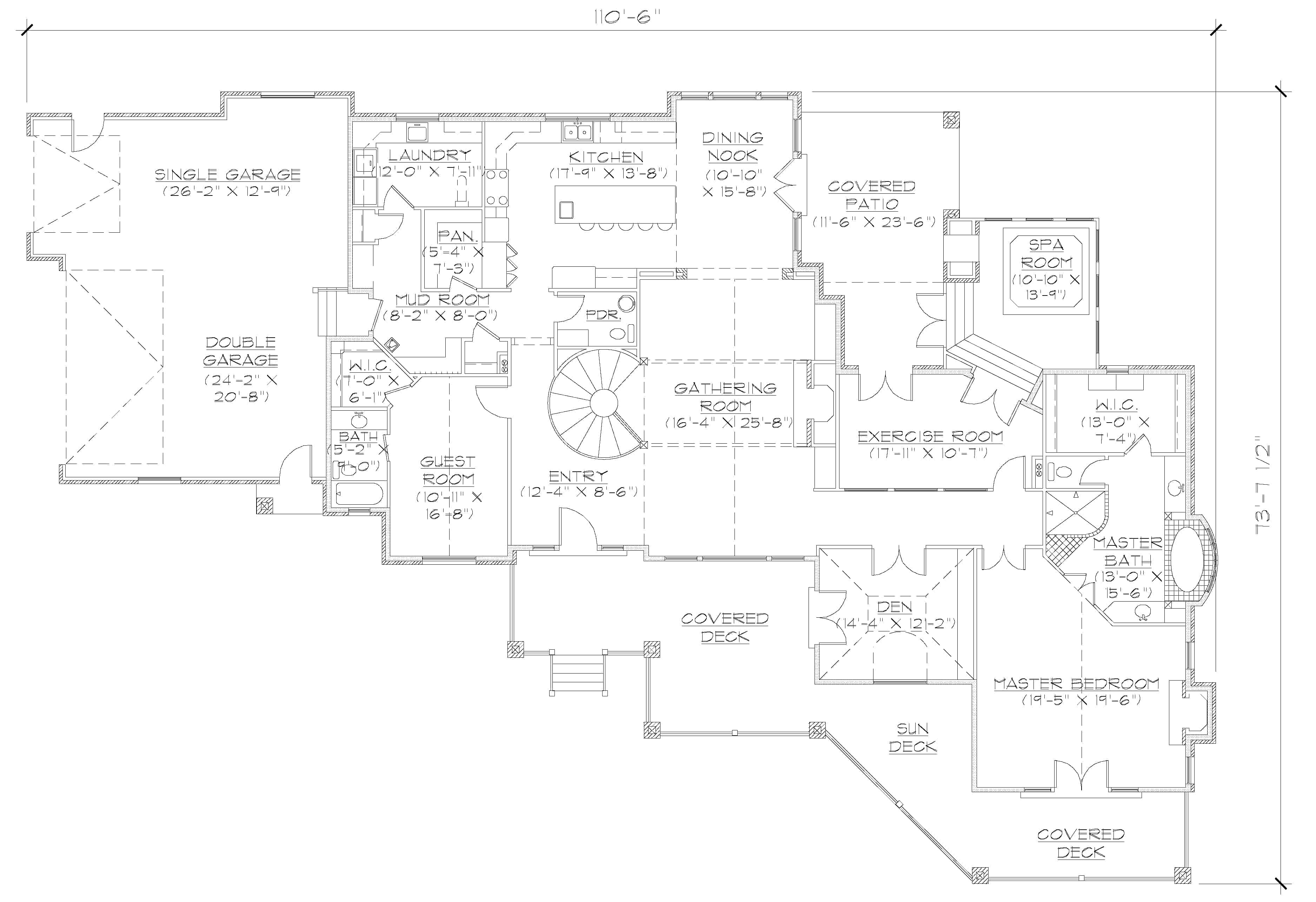 Floor Plan Main Level of Country Plan #135-1297