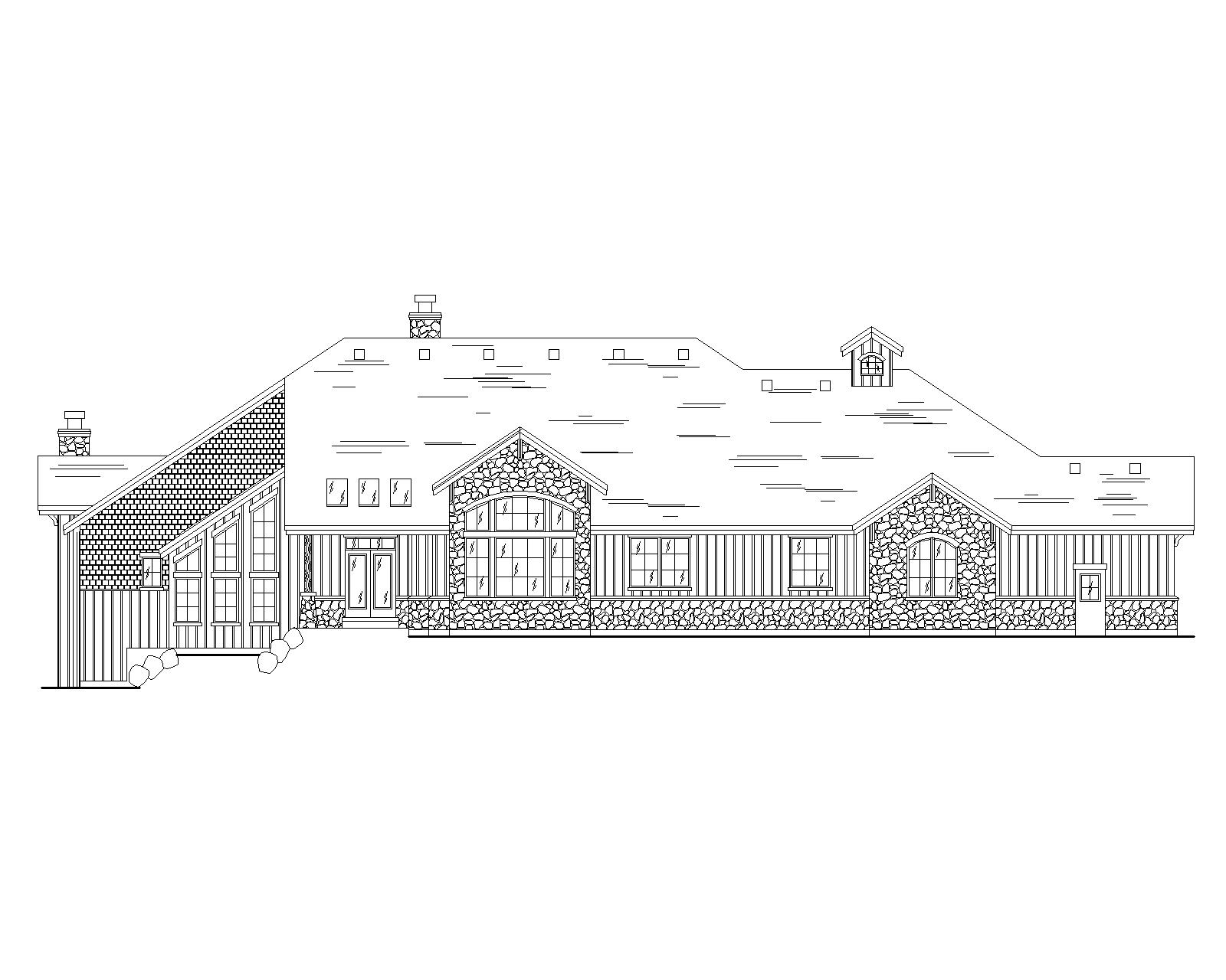 Home Plan Rear Elevation of this 5-Bedroom,3102 Sq Ft Plan -135-1297