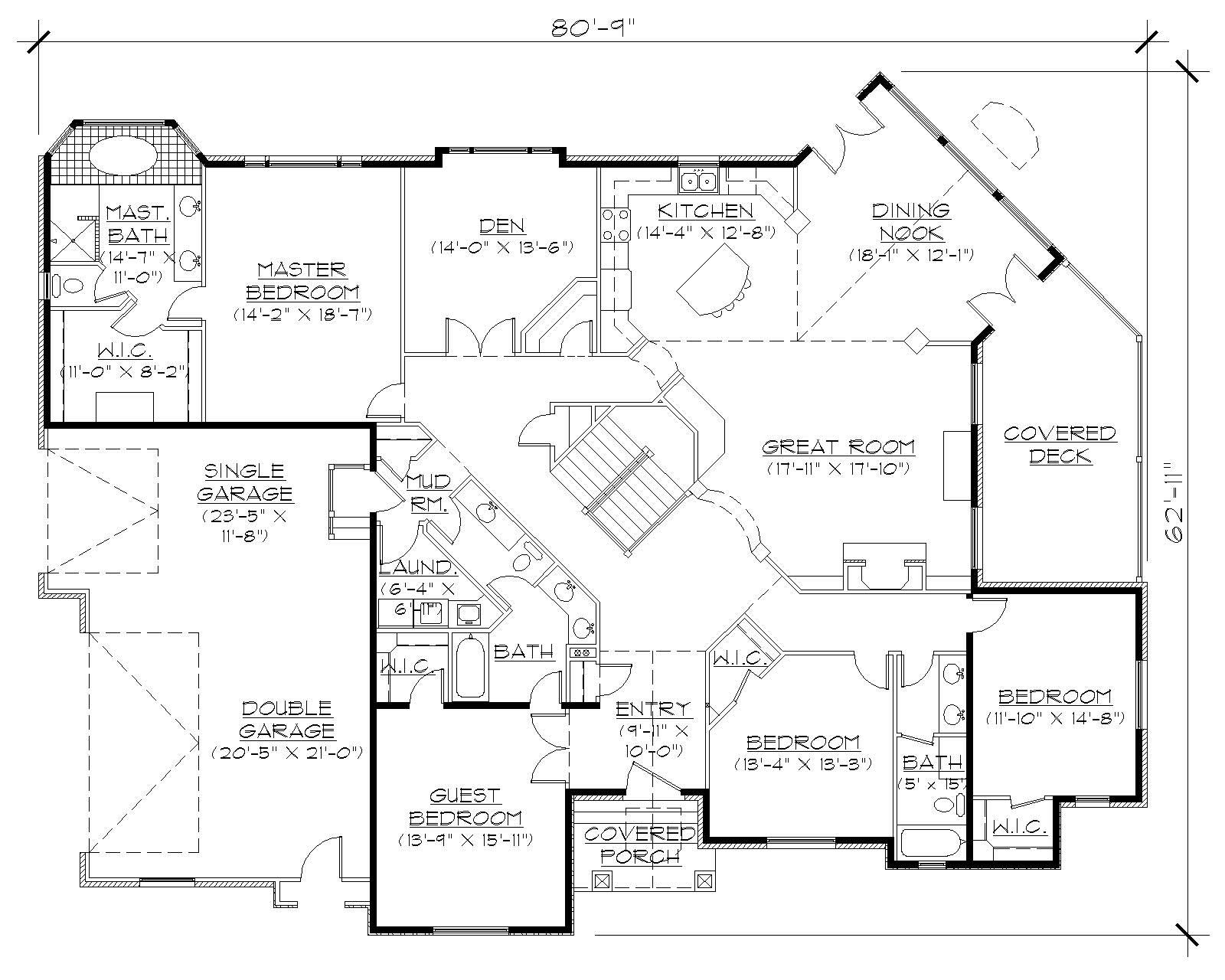 Floor Plan First Story of European Plan #135-1298
