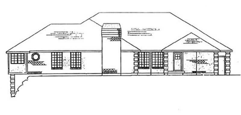 Home Plan Rear Elevation of this 5-Bedroom,3210 Sq Ft Plan -135-1299