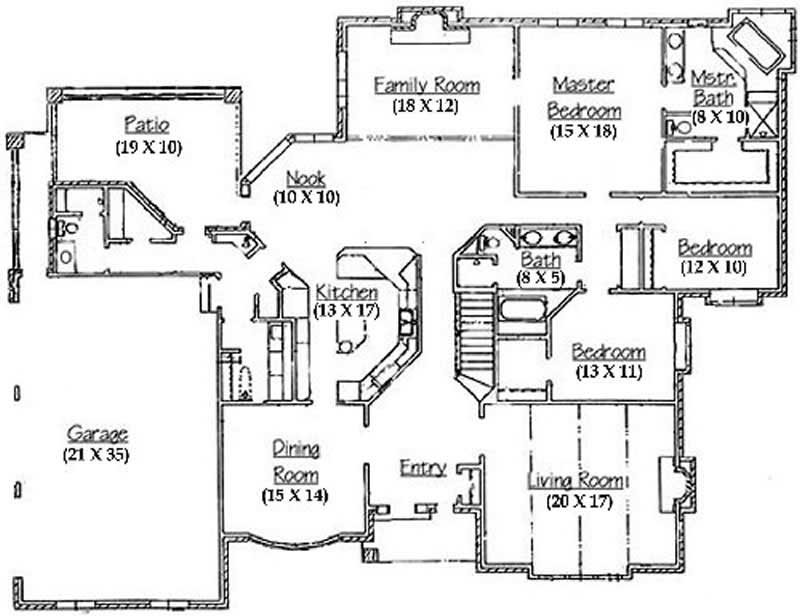 Floor Plan First Story of European Plan #135-1299