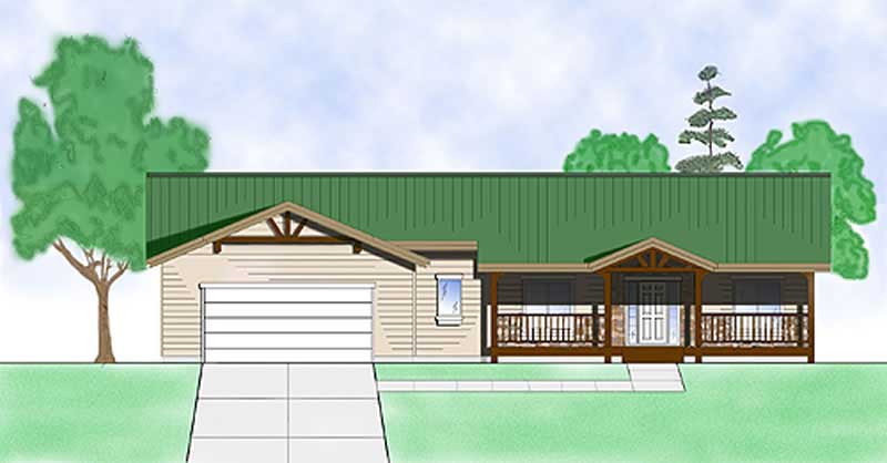 Ranch home (ThePlanCollection: Plan #135-1300)