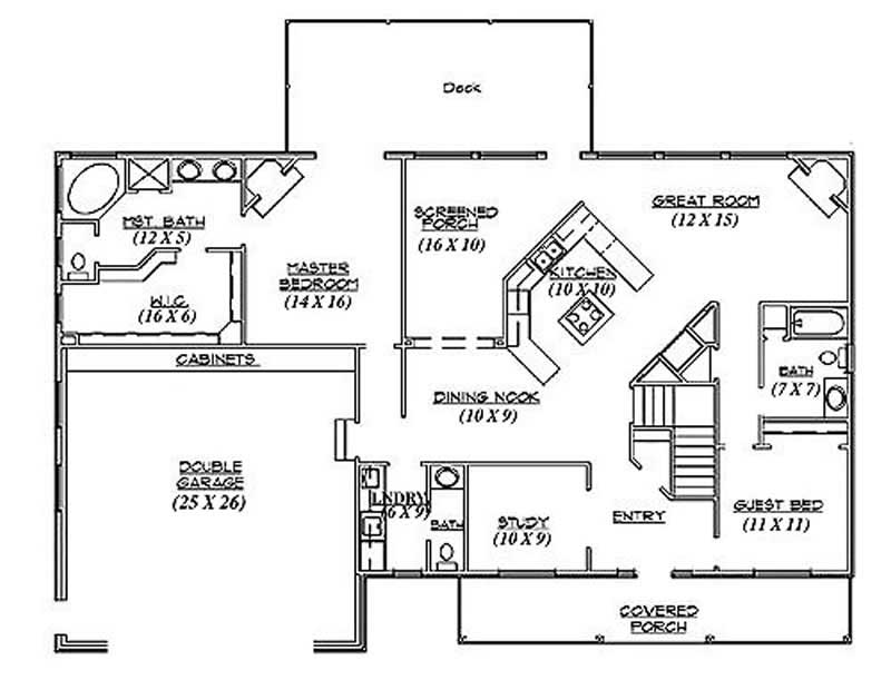 Floor Plan First Story of Ranch Plan #135-1300