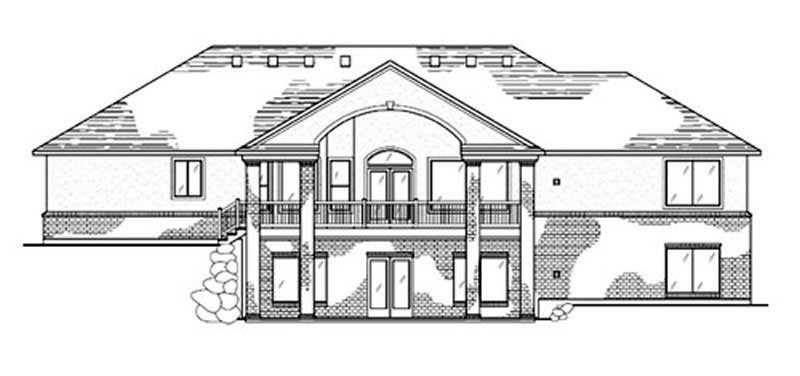 Home Plan Rear Elevation of this 2-Bedroom,2077 Sq Ft Plan -135-1302