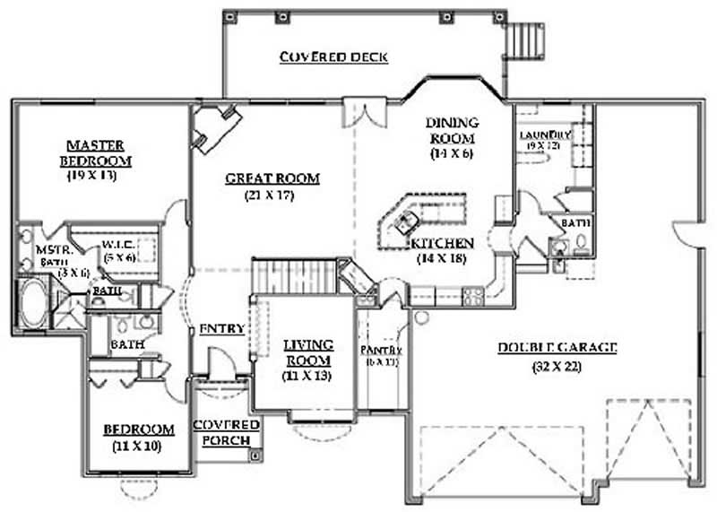 Floor Plan First Story of European Plan #135-1302