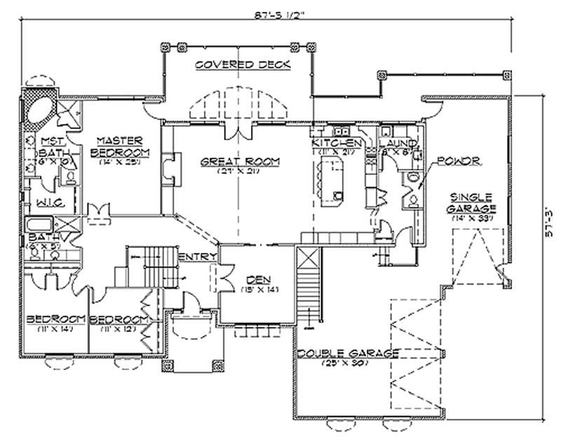 Floor Plan First Story of European Plan #135-1306