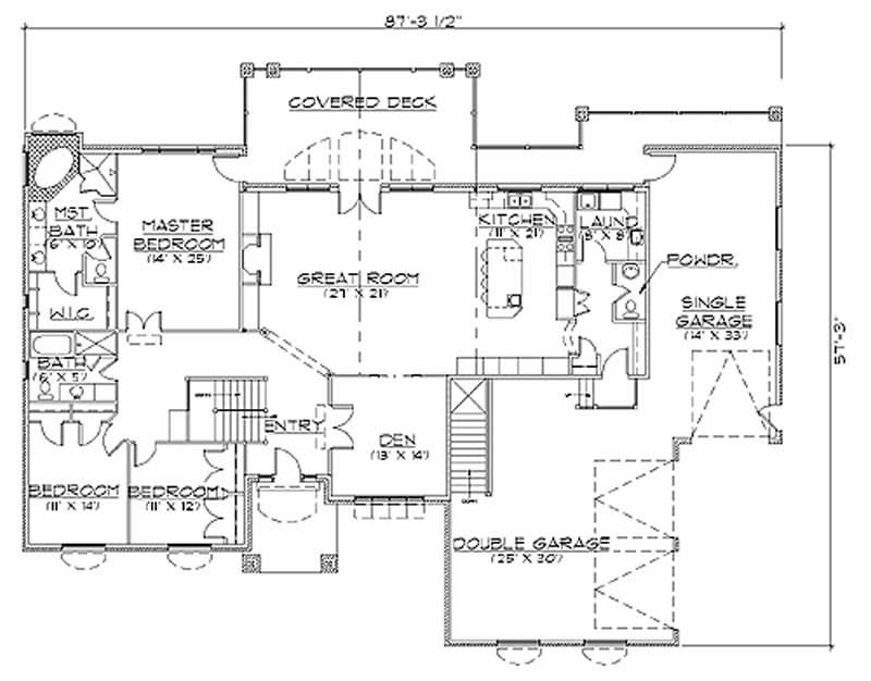 Floor Plan First Story of European Plan #135-1307