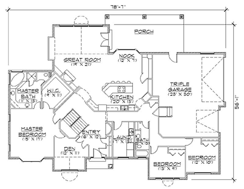 Floor Plan First Story of European Plan #135-1308