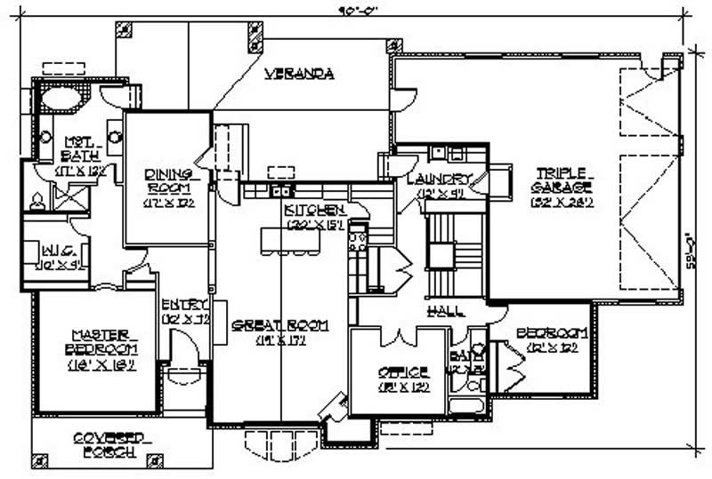 Floor Plan First Story of European Plan #135-1310