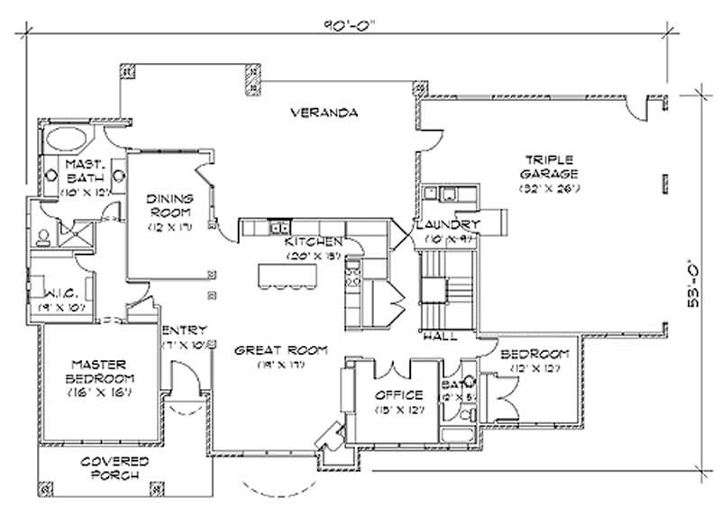 Floor Plan First Story of European Plan #135-1312