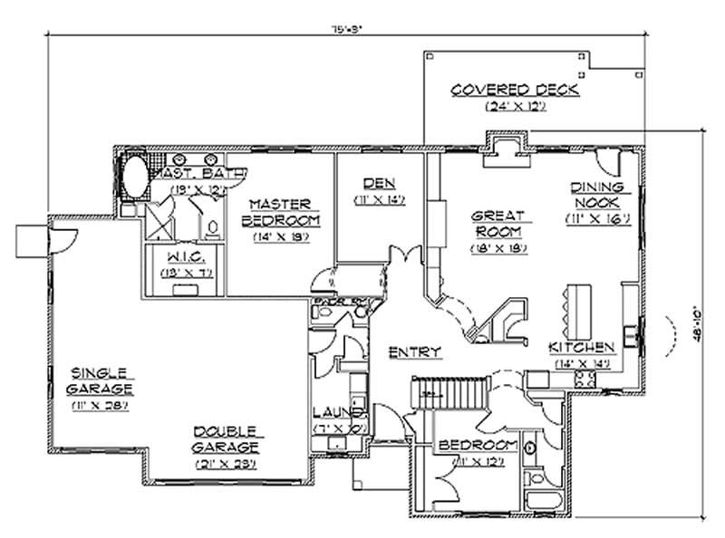 Floor Plan First Story of Ranch Plan #135-1317