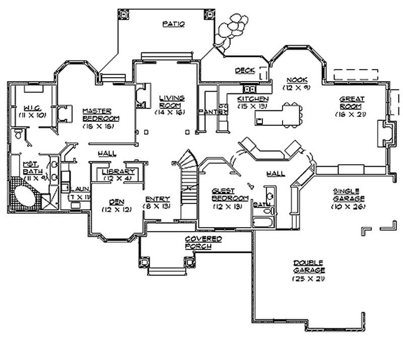 Floor Plan First Story of European Plan #135-1321