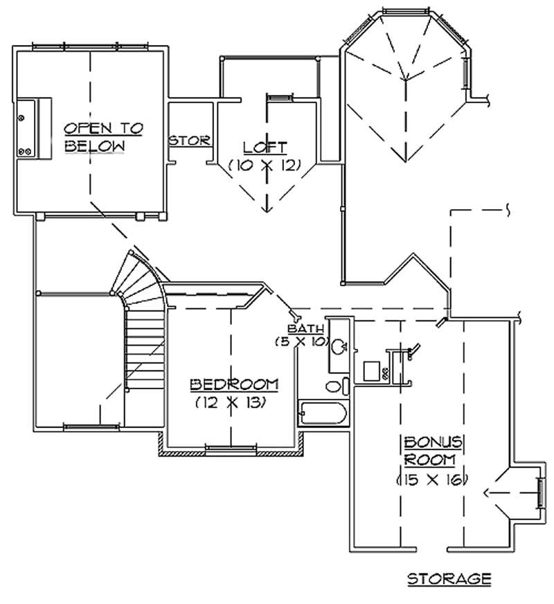 Floor Plan Second Story of European Plan #135-1321
