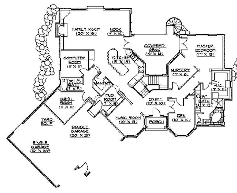 Floor Plan First Story of European Plan #135-1322