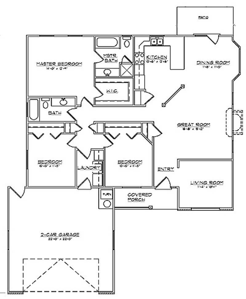 Floor Plan First Story of Ranch Plan #135-1324