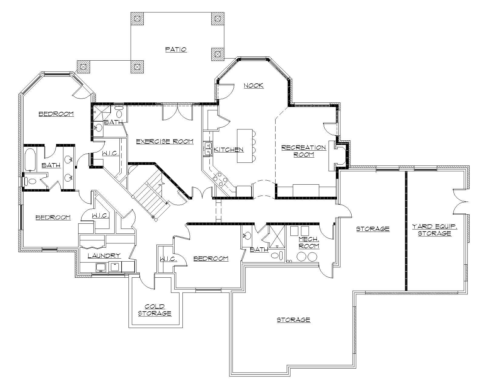 Floor Plan Basement of European Plan #135-1327