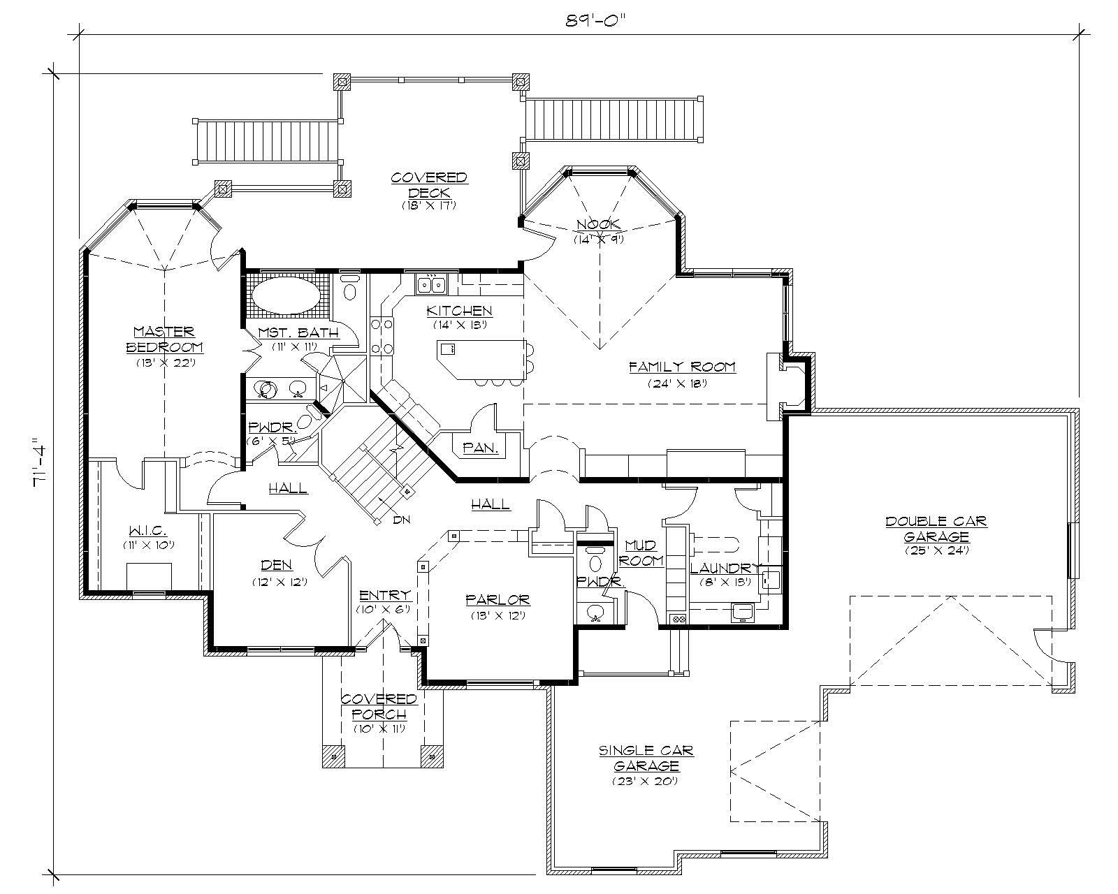 Floor Plan First Story of European Plan #135-1327