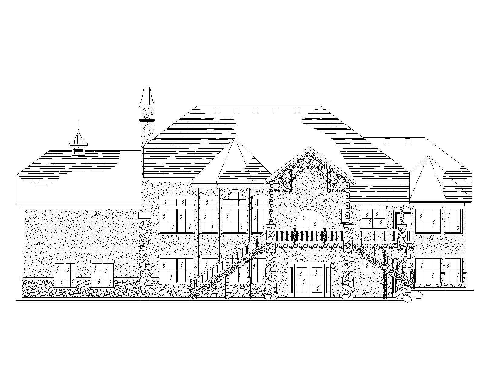 Home Plan Rear Elevation of this 5-Bedroom,2323 Sq Ft Plan -135-1327