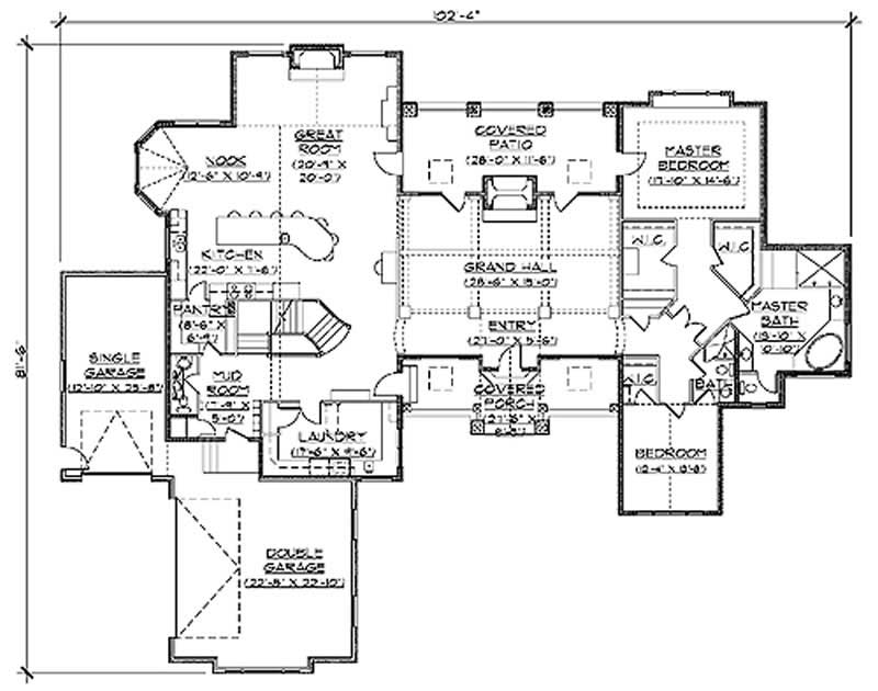 Floor Plan First Story of European Plan #135-1329