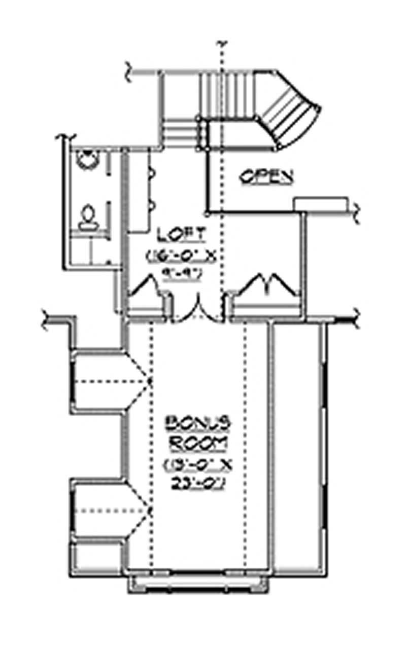 Floor Plan Second Story of European Plan #135-1329