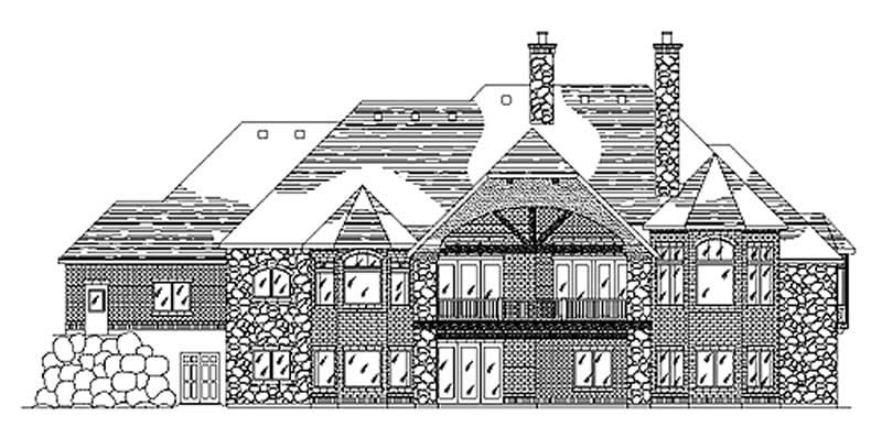 Home Plan Rear Elevation of this 6-Bedroom,2852 Sq Ft Plan -135-1330