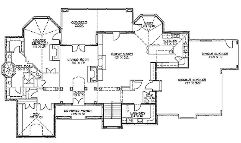 Floor Plan First Story of European Plan #135-1330