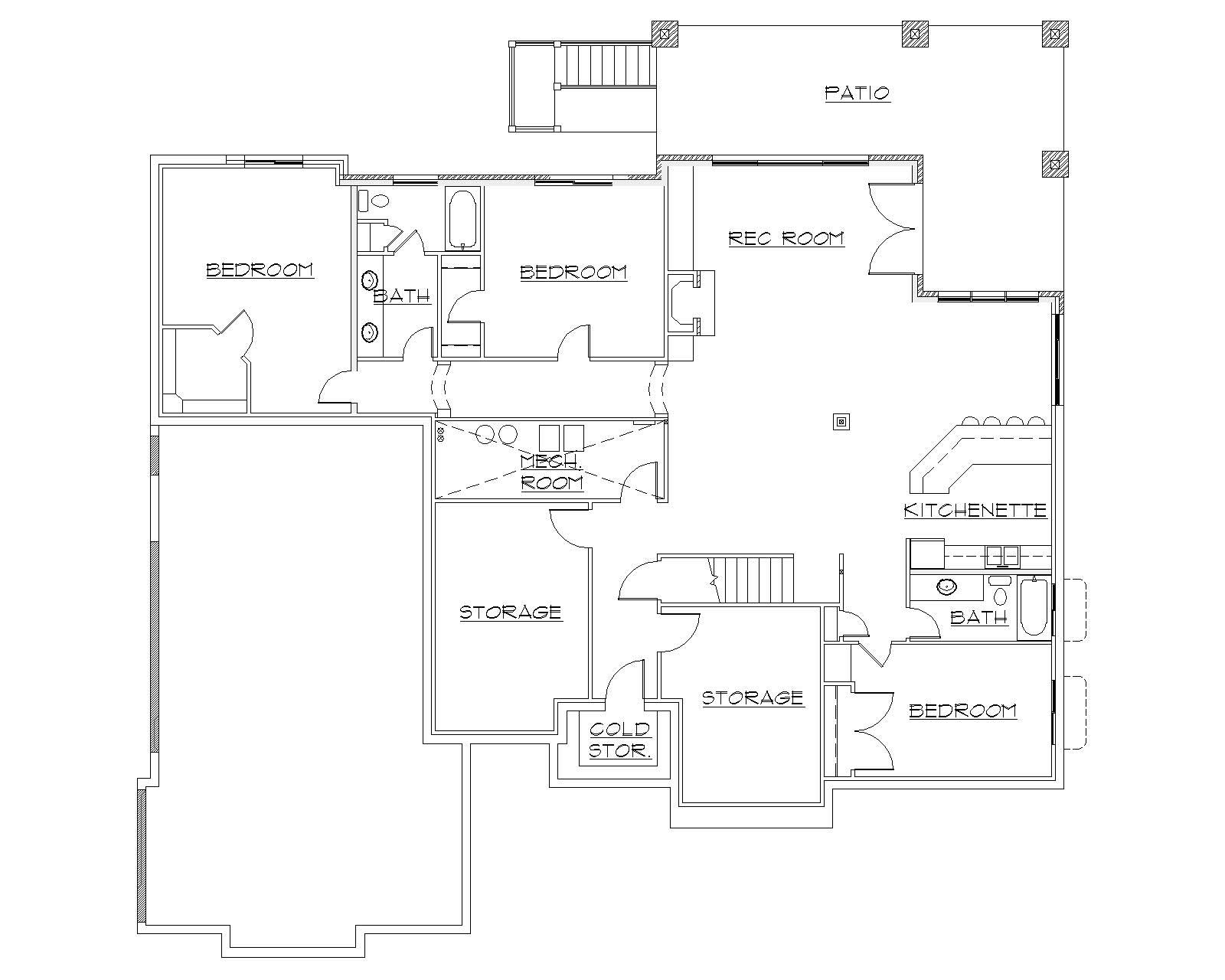Floor Plan Basement of Country Plan #135-1332