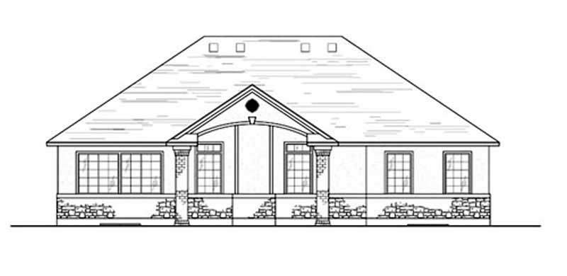 Home Plan Rear Elevation of this 3-Bedroom,1612 Sq Ft Plan -135-1333