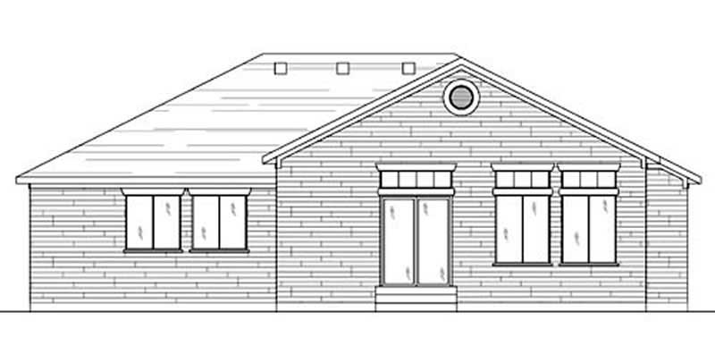 Home Plan Rear Elevation of this 2-Bedroom,1320 Sq Ft Plan -135-1336