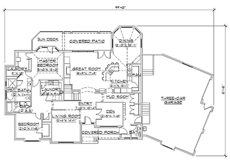 Floor Plan First Story of European Plan #135-1339