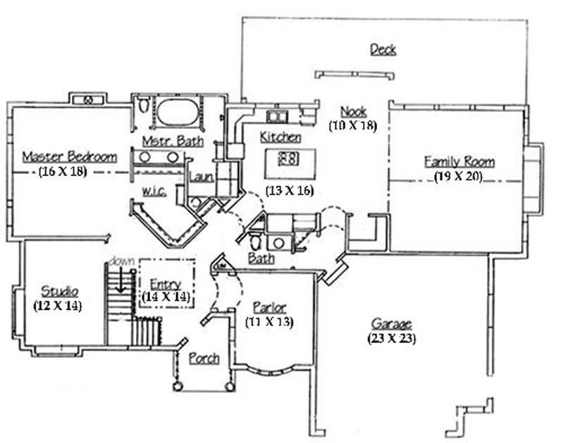 Floor Plan First Story of European Plan #135-1340